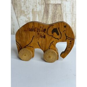 Vintage Wooden Elephant Toy Louisville Ohio Handcrafted Folk Art